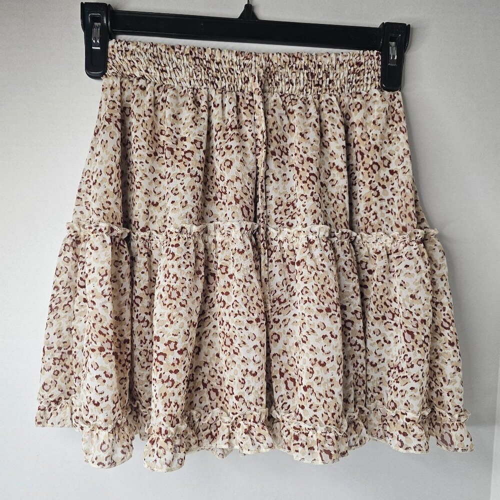 DayDream Animal Print Skirt Brown Drawstring Women Size Small